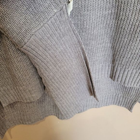 Retrod Knit Grey Soft Sweater with Ribbon Lacing and Bell Sleeves - Picture 9 of 10